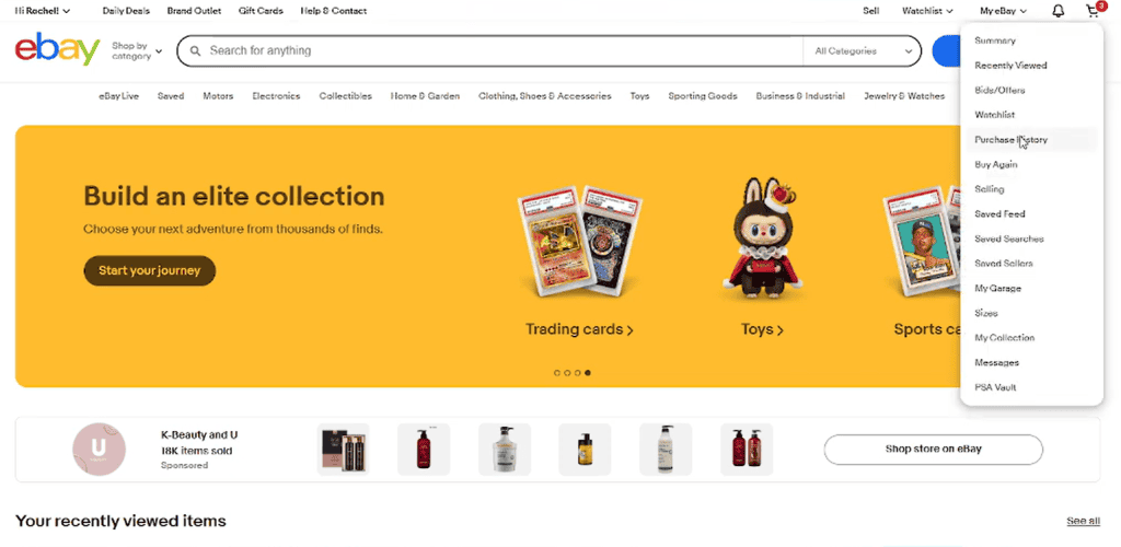 eBay Purchase History
